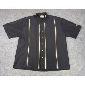 Cubavera Shirt Mens Size Large Black Rayon Blend Short Sleeve Button Embroidered